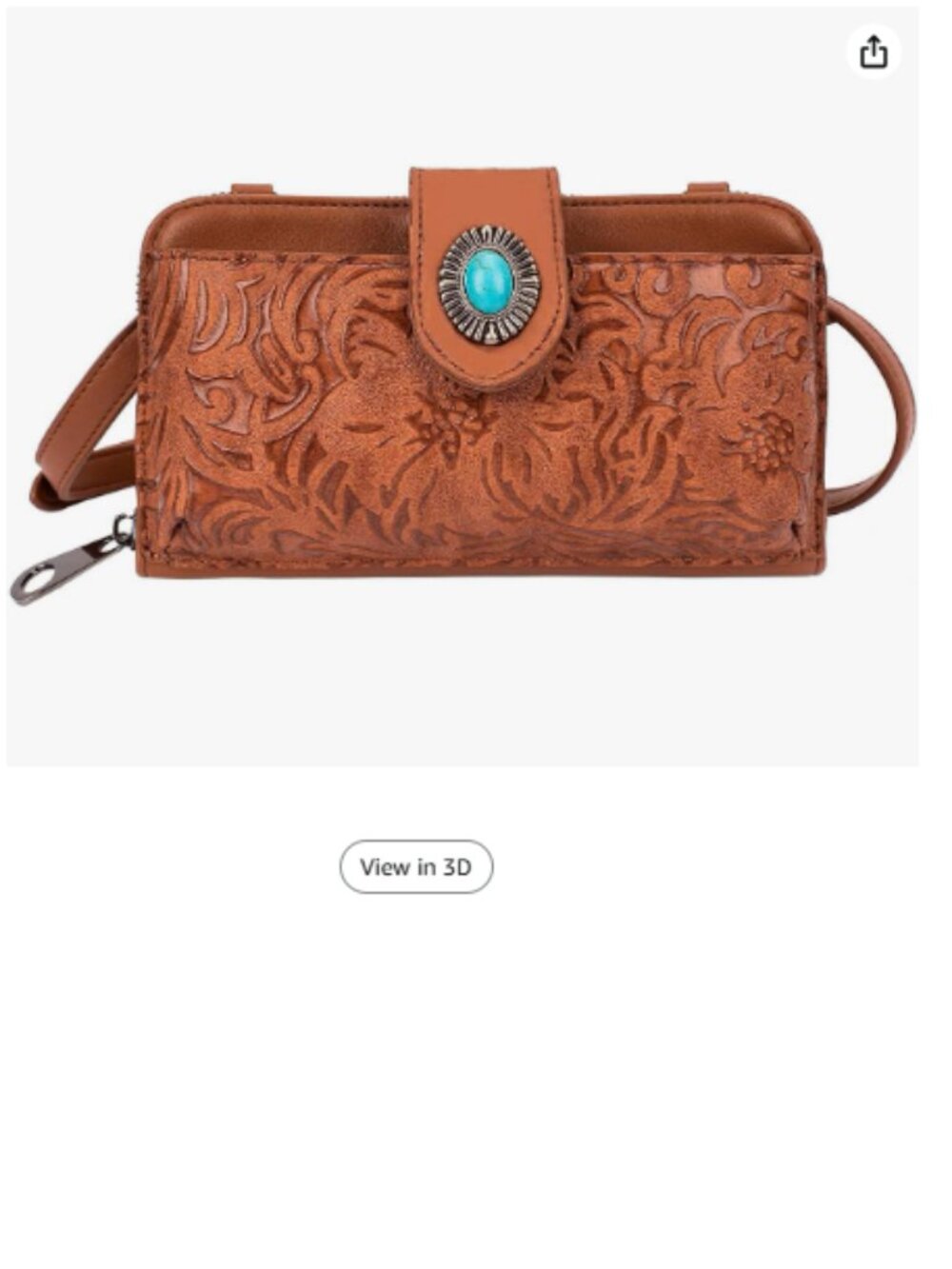 Women's Western Crossbody Purse Wallet Turquoise Concho Embossed